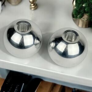 New-Vintage Ikea Metal Orb / Sphere Candle holders Set of 2-Minimalist Modern 3"